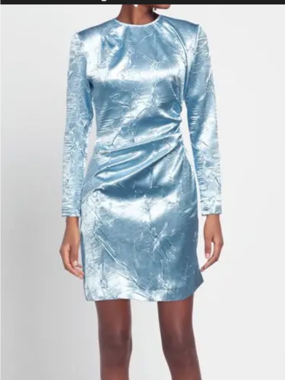 Maje Pale Blue Long-Sleeve Ruched Mini Dress